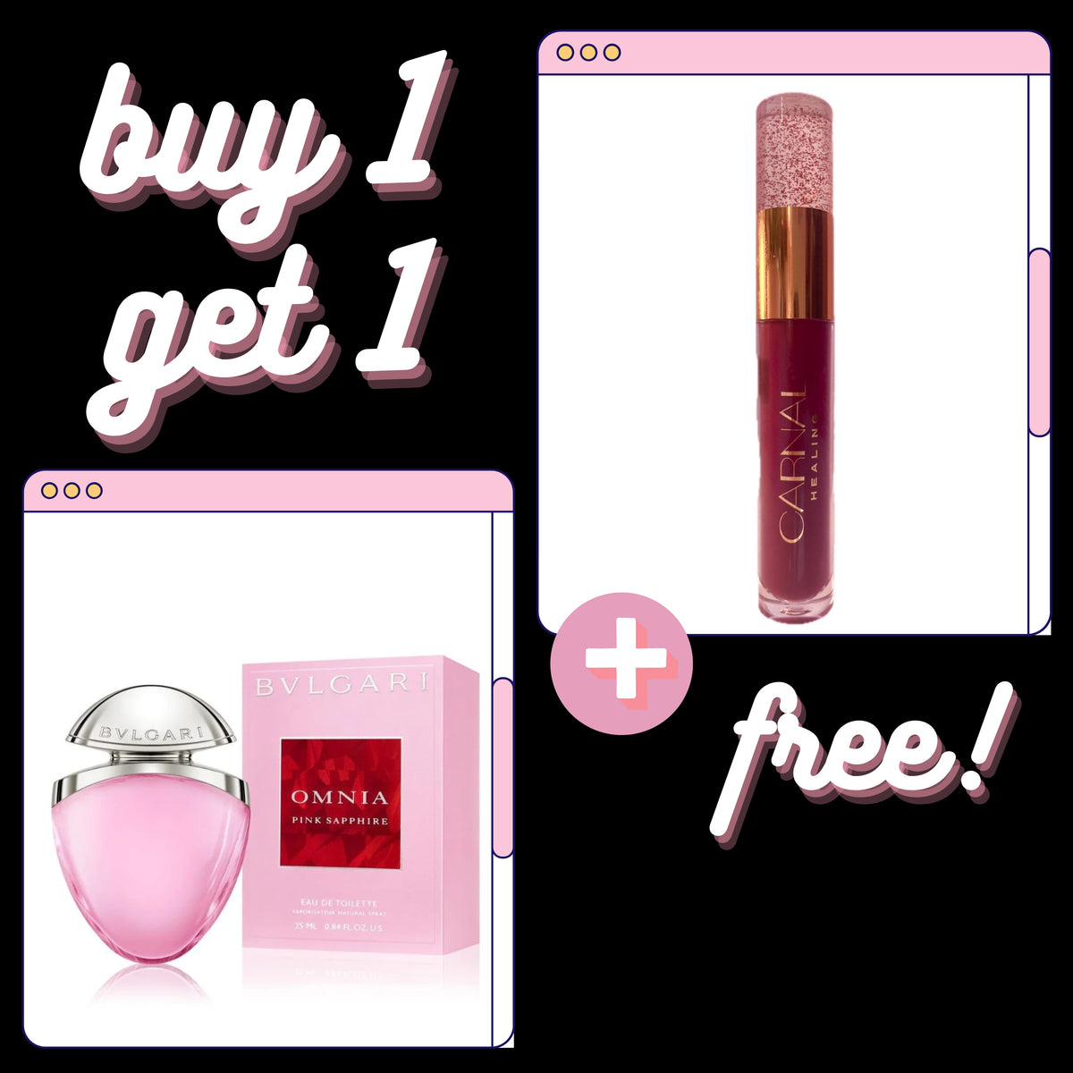 Coffret BVLGARI Omnia Pink Sapphire 25ml + CARNAL Rouge à Lèvres Liquide